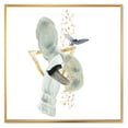 thumbnail image 1 of Designart 'Abstract Golden Mountain With Bird and Moon' Modern Framed Canvas Wall Art Print, 1 of 5