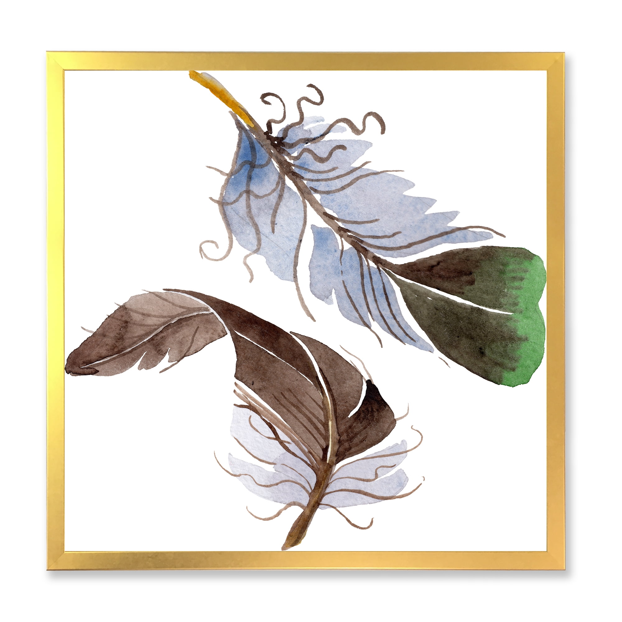 Designart 'Abstract Green Bird Feather From Wing' Bohemian & Eclectic Framed Art Print