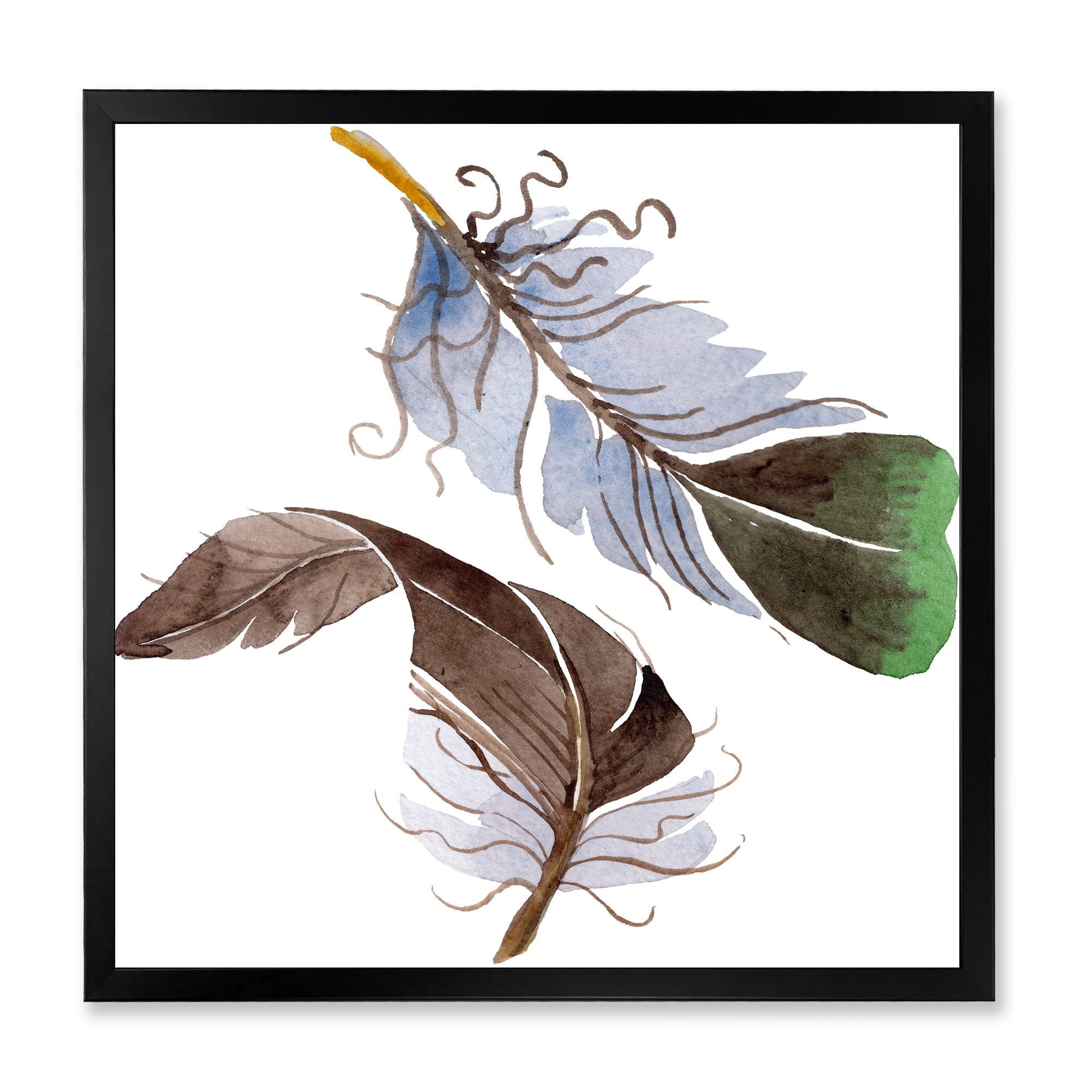 Designart 'Abstract Green Bird Feather From Wing' Bohemian & Eclectic Framed Art Print