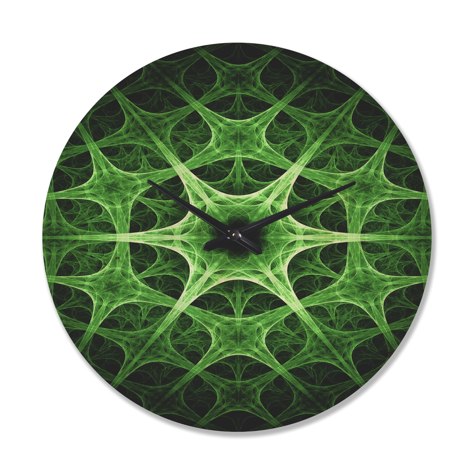 Designart 'Abstract Green Thorn Flower Pattern' Modern Wood Wall Clock