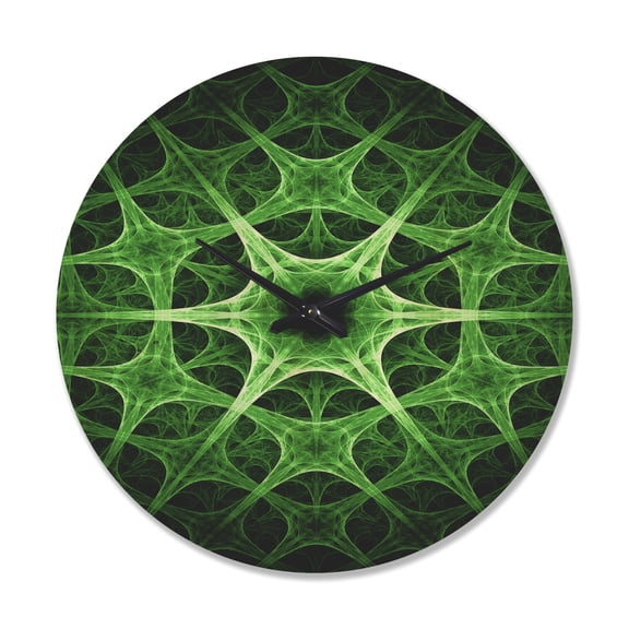 Designart 'Abstract Green Thorn Flower Pattern' Modern Wood Wall Clock