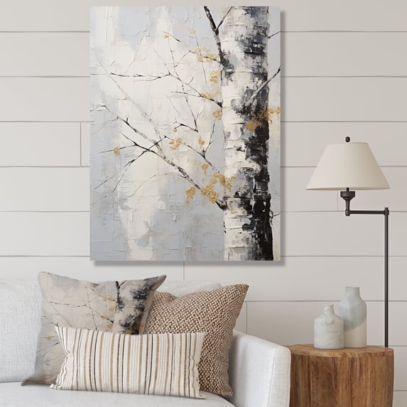 Designart "Abstract Grey Tree Monochrome " Floral & Botanical Canvas Print