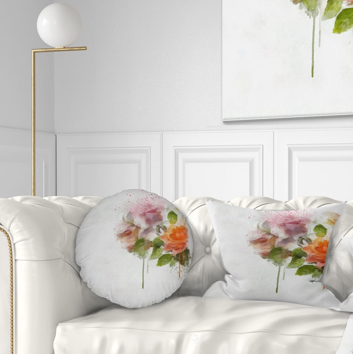 Designart Abstract Hand drawn Flowers Sketch - Flowers Throw Pillowwork - 12x20