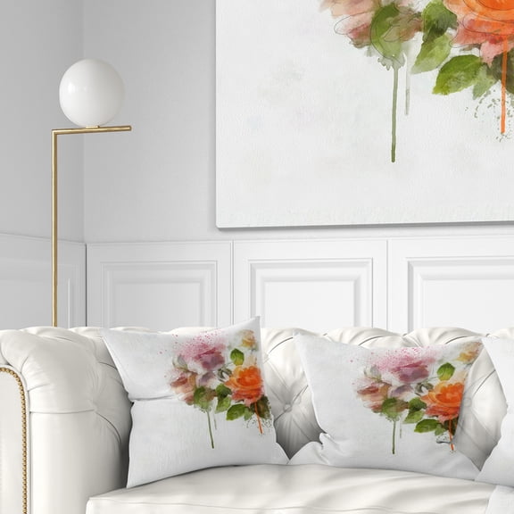 Designart Abstract Hand drawn Flowers Sketch - Flowers Throw Pillowwork - 16x16