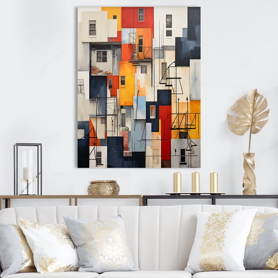 Designart "Abstract Harlem Renaissance Cityscape" City Buildings Canvas Art Print