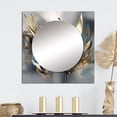 thumbnail image 1 of Designart "Abstract Harmony Shapes and Lines IV" Abstract Marble Square Mirror Wall Decor Modern - Large Gold Square Bathroom Mirror - Square Printed Wall Mirror Art, 1 of 5