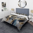 thumbnail image 1 of Designart "Abstract Harmony Shapes and Lines I" Abstract Marble Bedding Covert Set - Modern Gold Abstract Bed Set With 2 Shams, 1 of 6