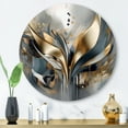 thumbnail image 1 of Designart "Abstract Harmony Shapes and Lines IV" Abstract Marble Metal Round Art Print, 1 of 5