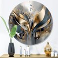thumbnail image 1 of Designart "Abstract Harmony Shapes and Lines IV" Abstract Marble Metal Round Art Print, 1 of 5