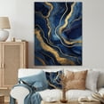 thumbnail image 1 of Designart "Abstract Illusion Blue and Gold Marble II" Abstract Canvas Wall Art - Modern Blue Abstract Marble Hallway Wall Art Decor, 1 of 6
