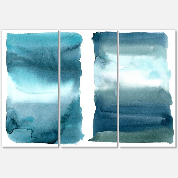 Designart ' Abstract Impression Ocean Blue Aquatic I ' Modern Canvas Wall Art Print