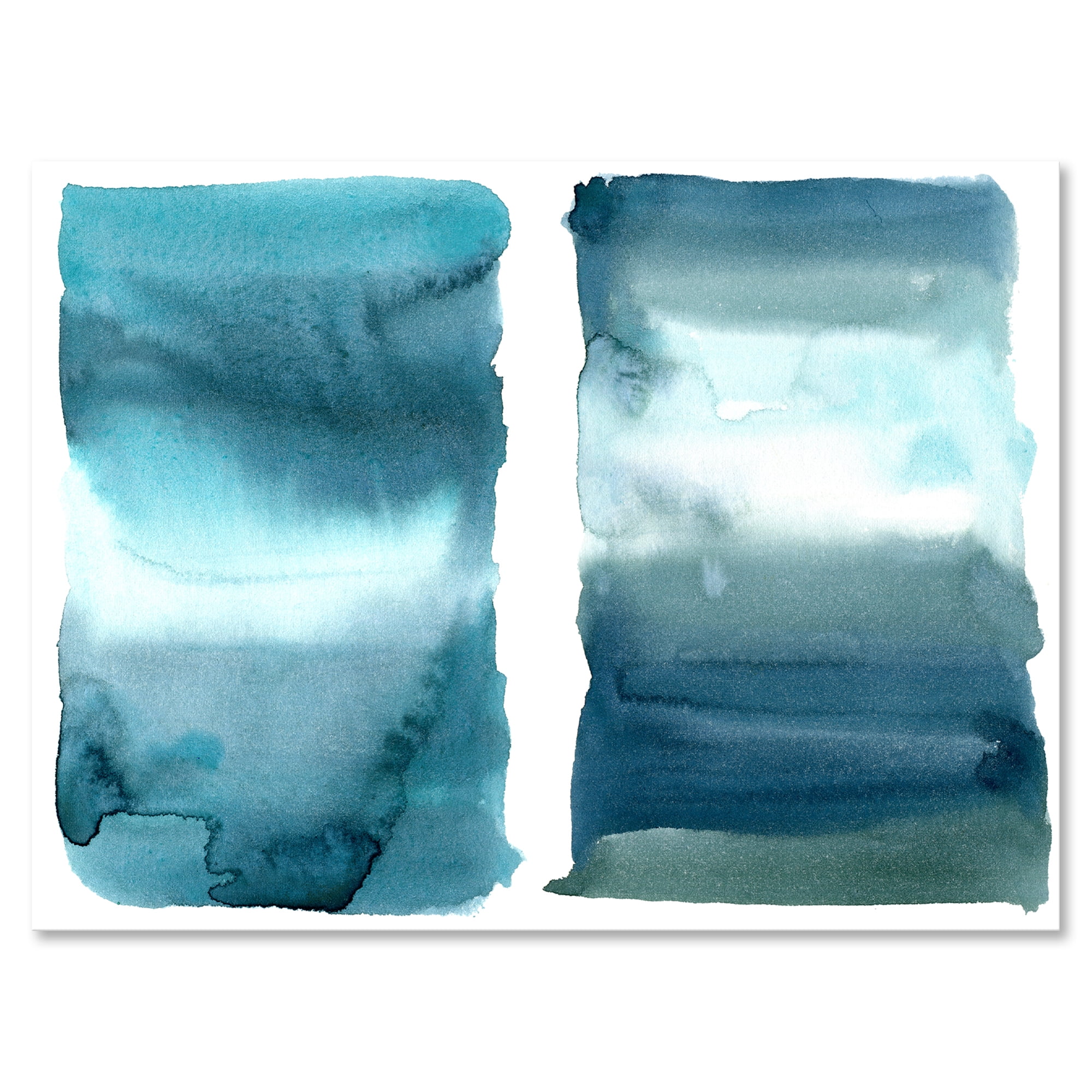 Designart ' Abstract Impression Ocean Blue Aquatic I ' Modern Canvas Wall Art Print