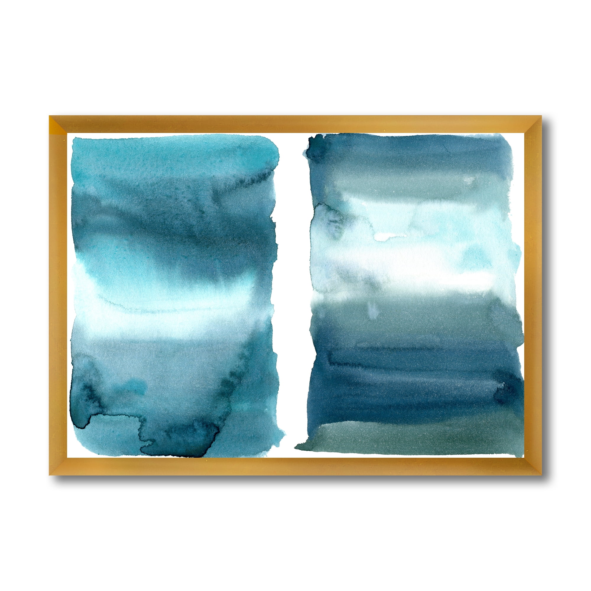 Designart 'Abstract Impression Ocean Blue Aquatic I' Modern Framed Art Print