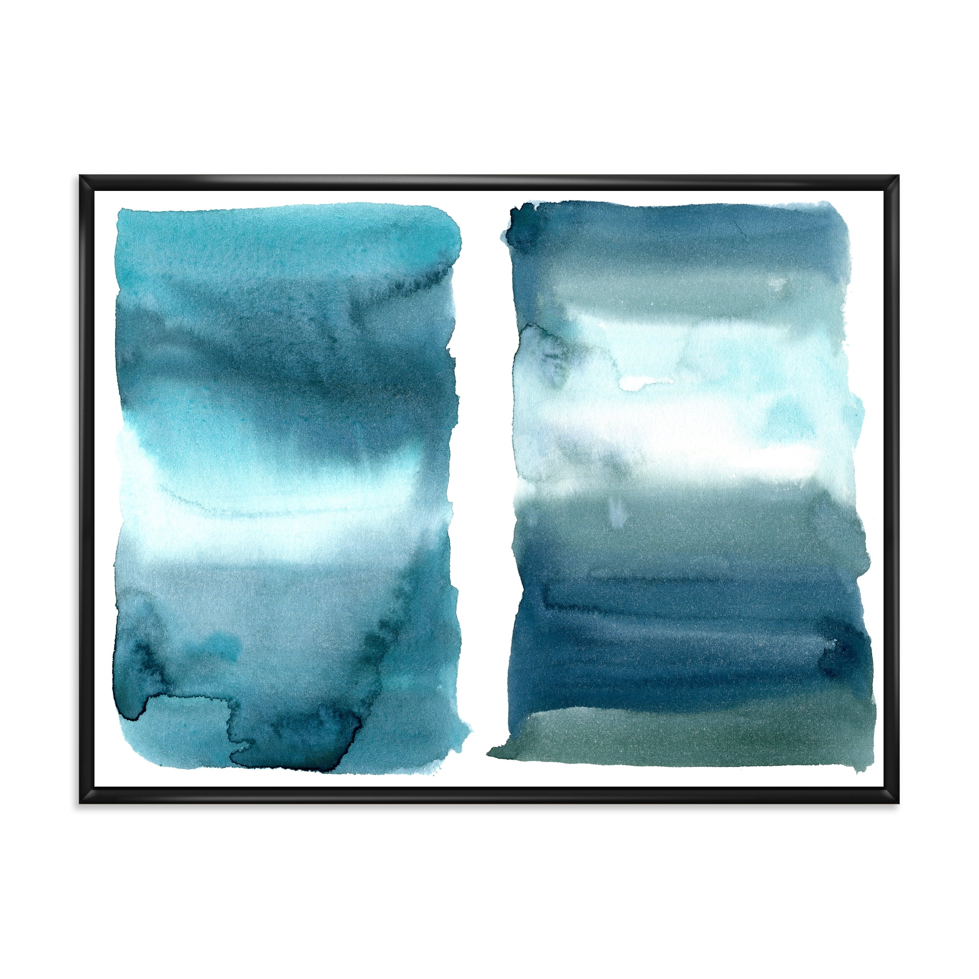 Designart 'Abstract Impression Ocean Blue Aquatic I' Modern Framed Canvas Wall Art Print