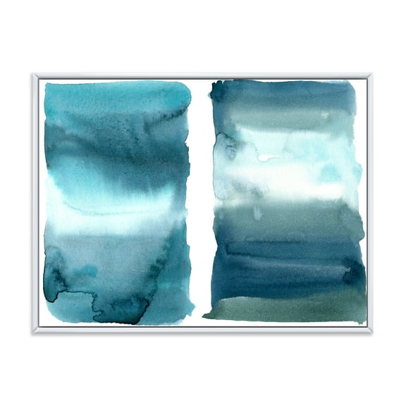 Designart 'Abstract Impression Ocean Blue Aquatic I' Modern Framed Canvas Wall Art Print
