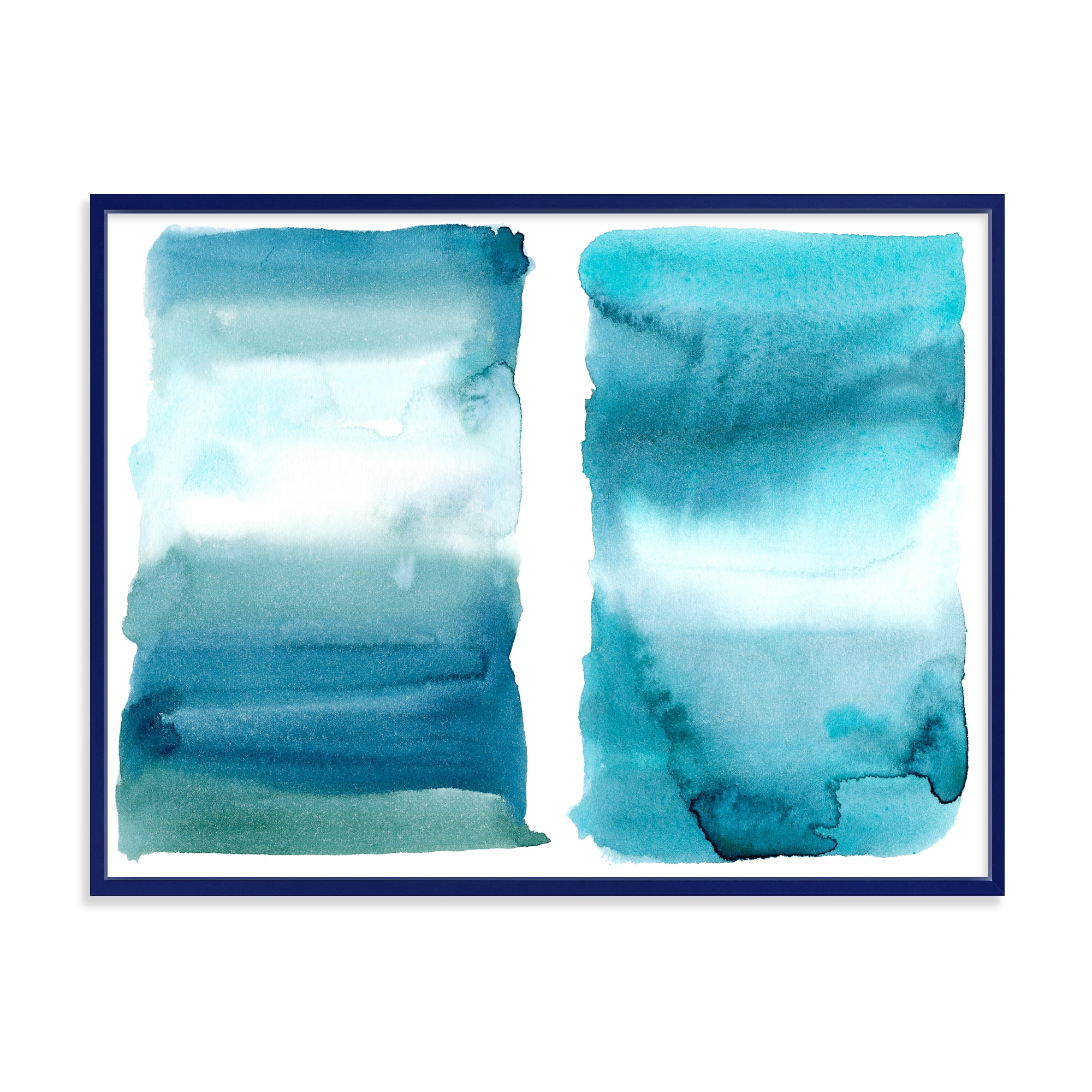 Designart 'Abstract Impression Ocean Blue Aquatic I' Modern Framed Canvas Wall Art Print