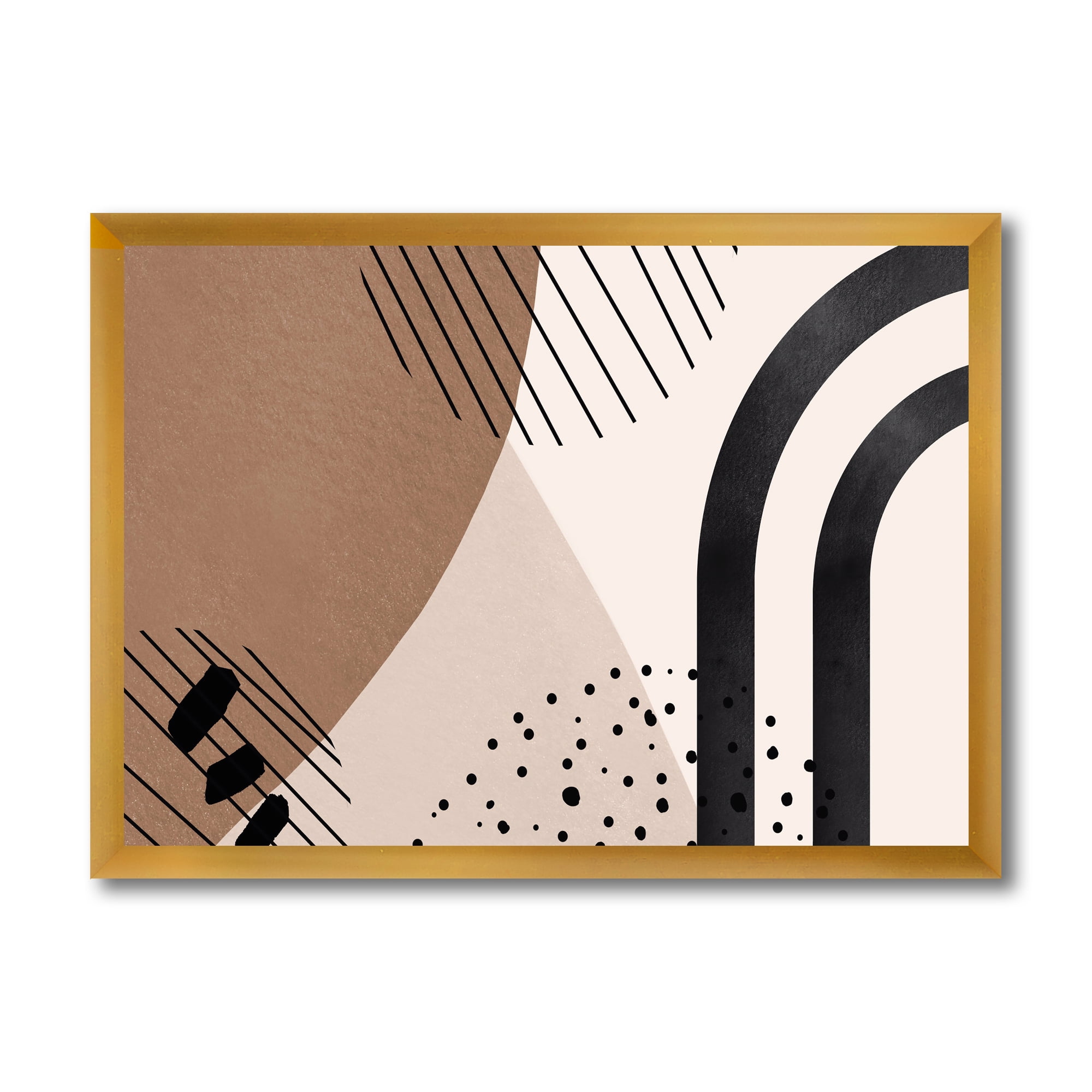 Designart 'Abstract Ivory Shapes and Shapes in Terracotta I' Modern Framed Art Print