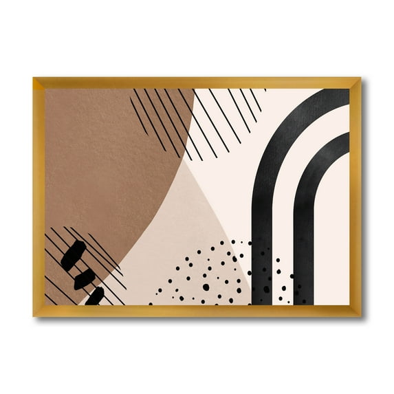 Designart 'Abstract Ivory Shapes and Shapes in Terracotta I' Modern Framed Art Print