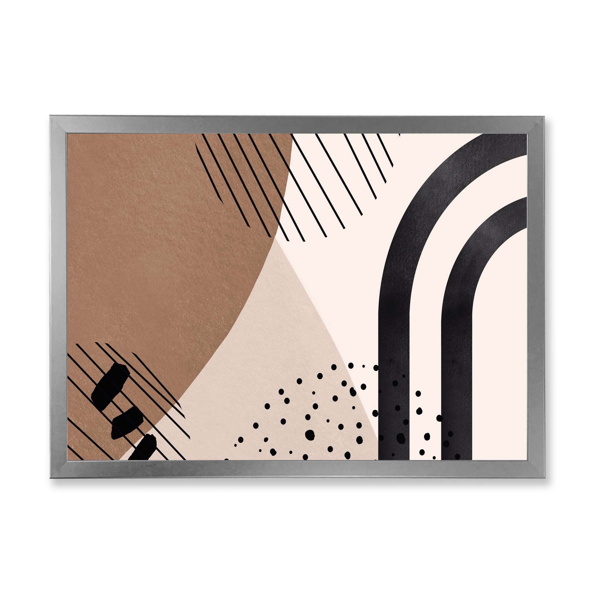 Designart 'Abstract Ivory Shapes and Shapes in Terracotta I' Modern Framed Art Print