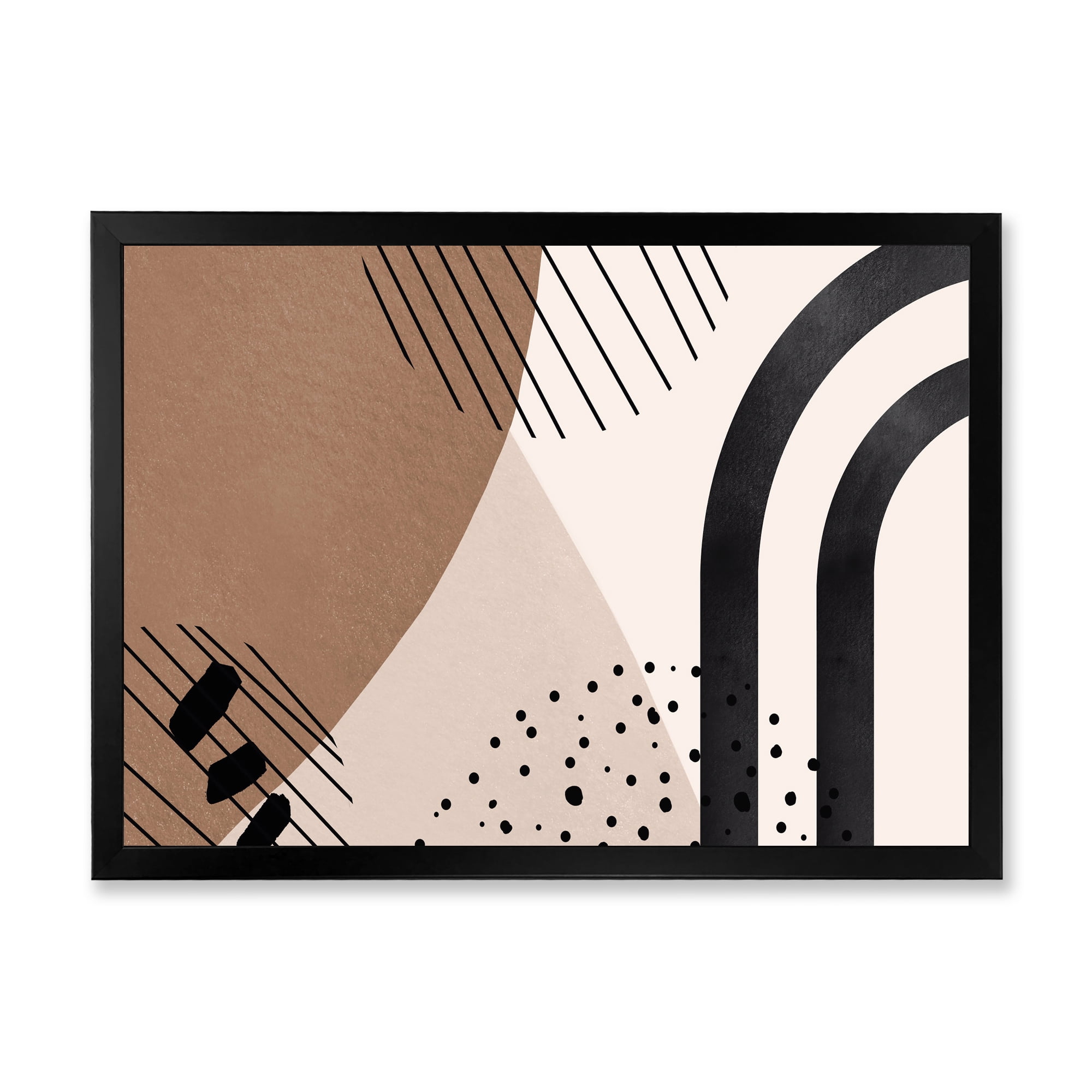 Designart 'Abstract Ivory Shapes and Shapes in Terracotta I' Modern Framed Art Print