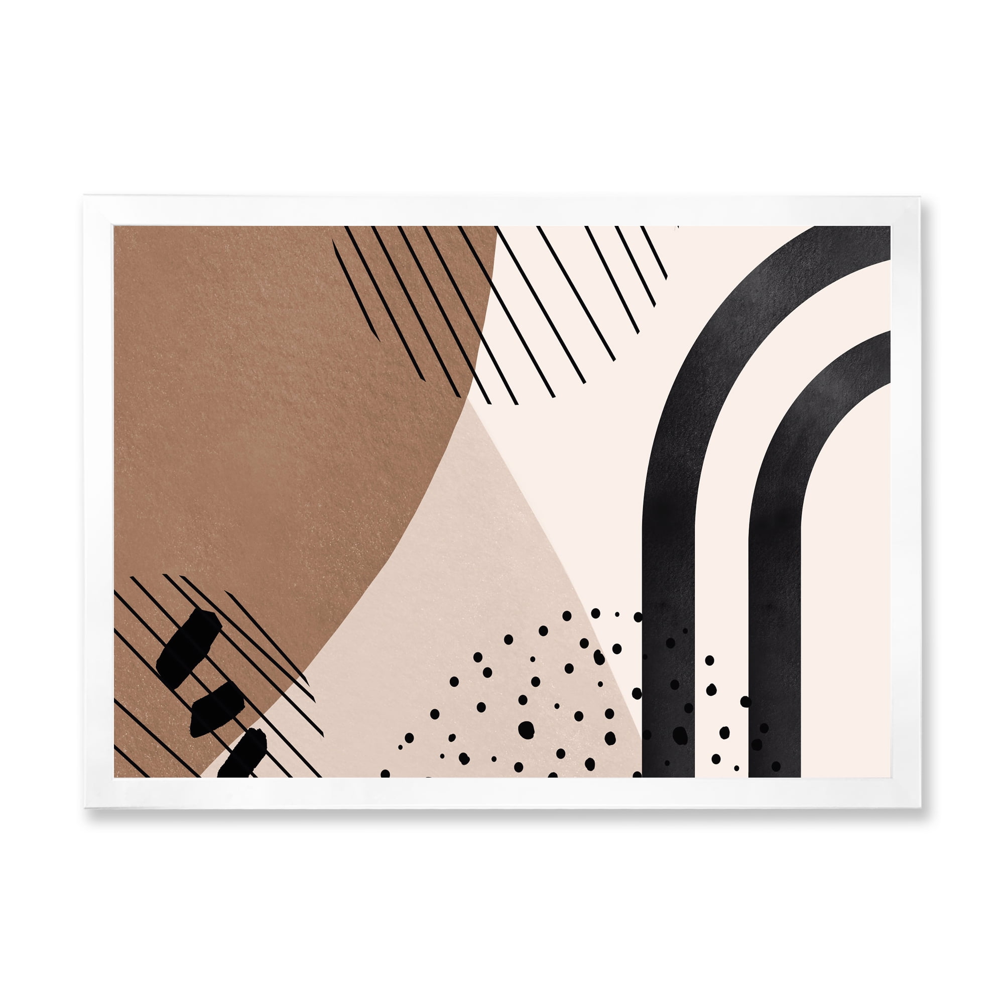 Designart 'Abstract Ivory Shapes and Shapes in Terracotta I' Modern Framed Art Print