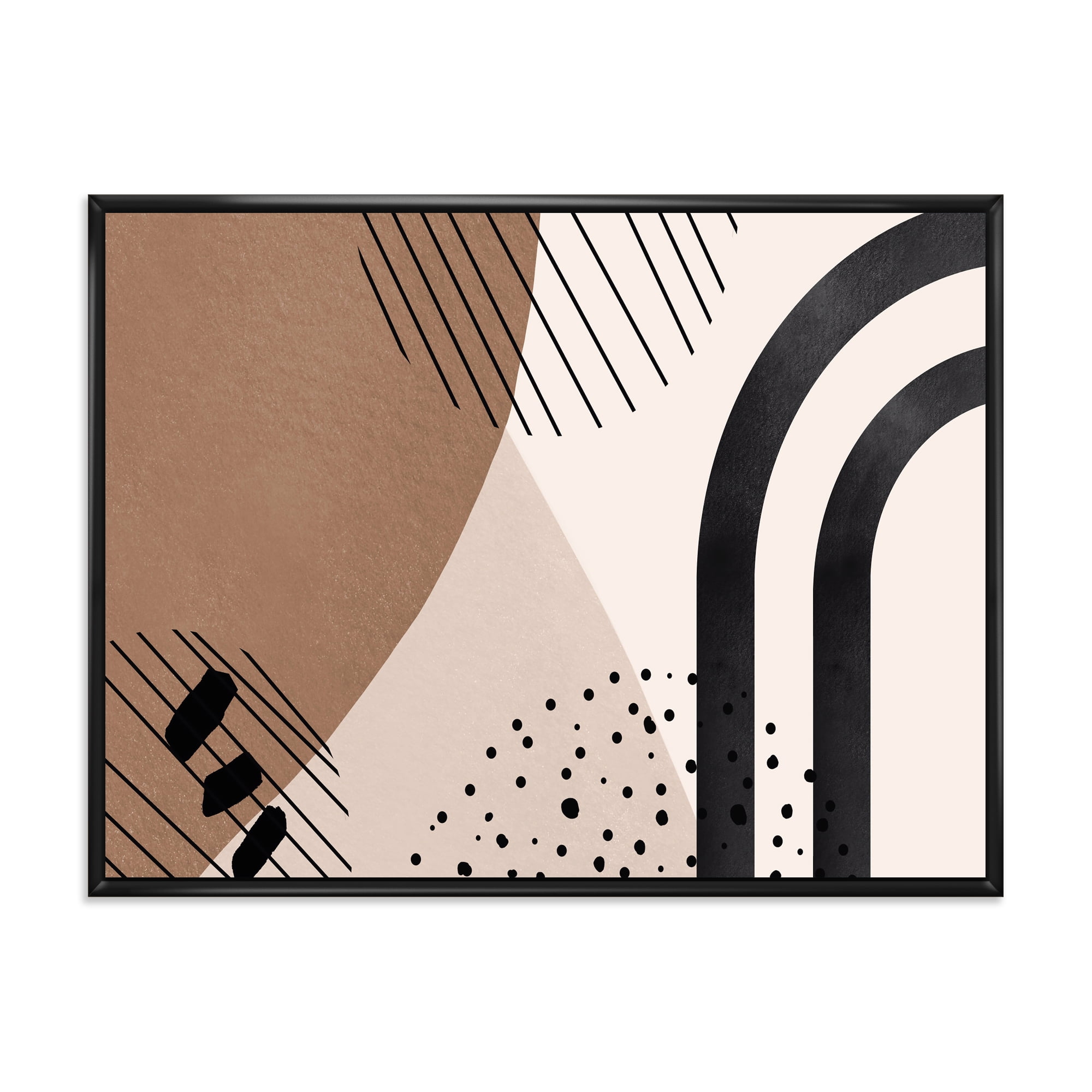 Designart 'Abstract Ivory Shapes and Shapes in Terracotta I' Modern Framed Canvas Wall Art Print