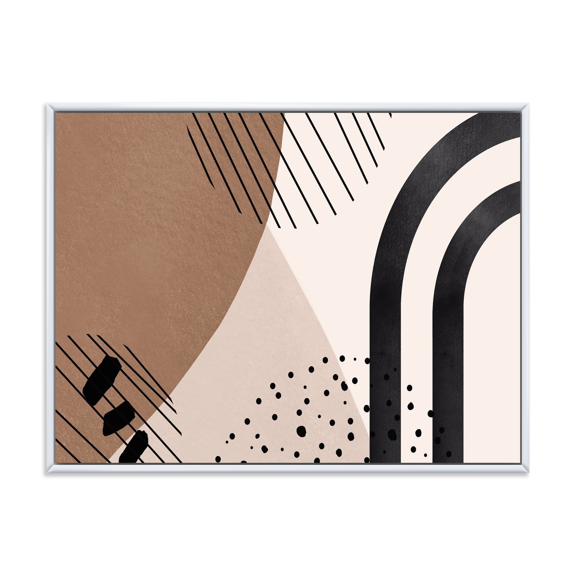 Designart 'Abstract Ivory Shapes and Shapes in Terracotta I' Modern Framed Canvas Wall Art Print