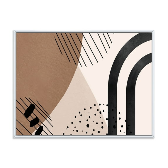Designart 'Abstract Ivory Shapes and Shapes in Terracotta I' Modern Framed Canvas Wall Art Print