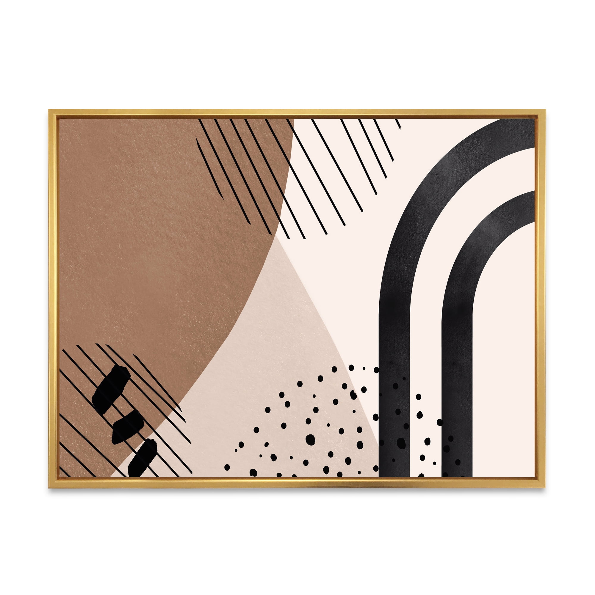Designart 'Abstract Ivory Shapes and Shapes in Terracotta I' Modern Framed Canvas Wall Art Print