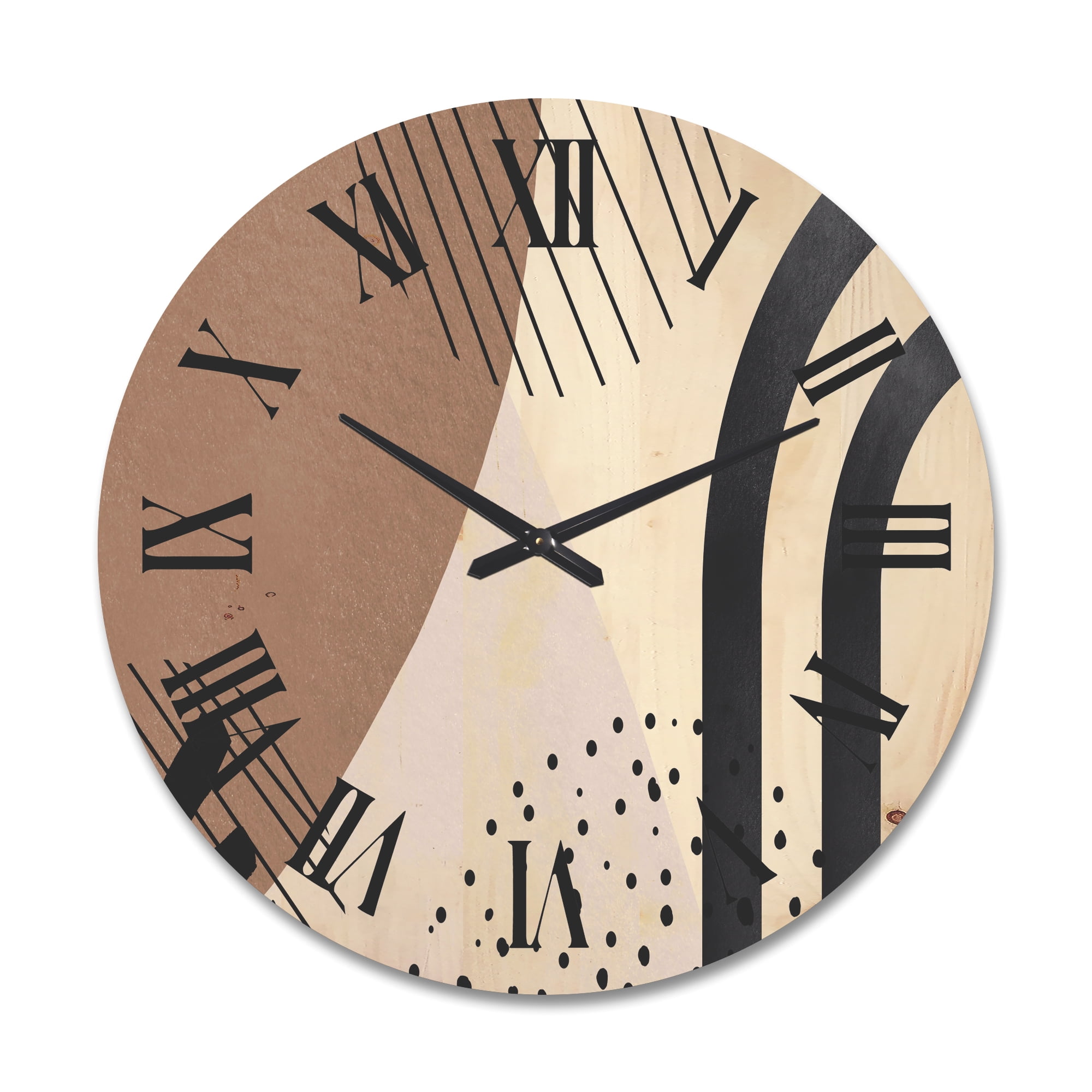 Designart 'Abstract Ivory Shapes and Shapes in Terracotta I' Modern Wood Wall Clock