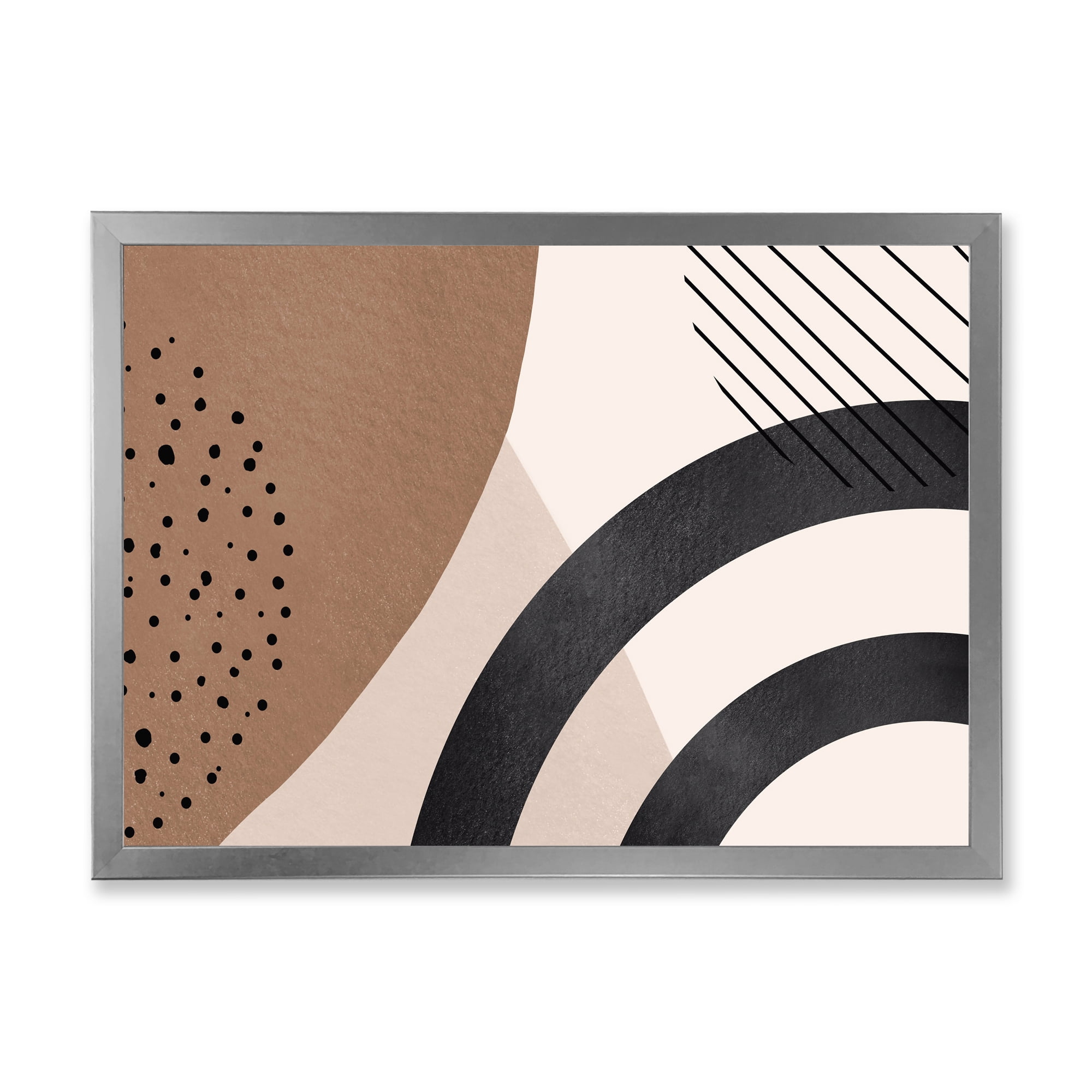Designart 'Abstract Ivory Shapes and Shapes in Terracotta III' Modern Framed Art Print