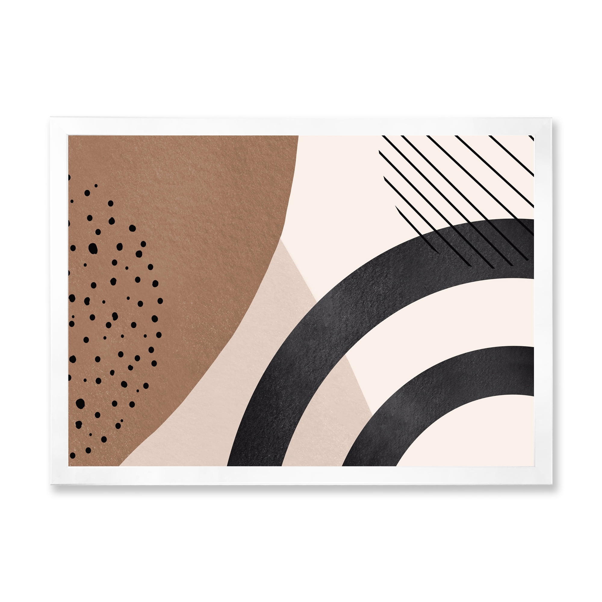 Designart 'Abstract Ivory Shapes and Shapes in Terracotta III' Modern Framed Art Print