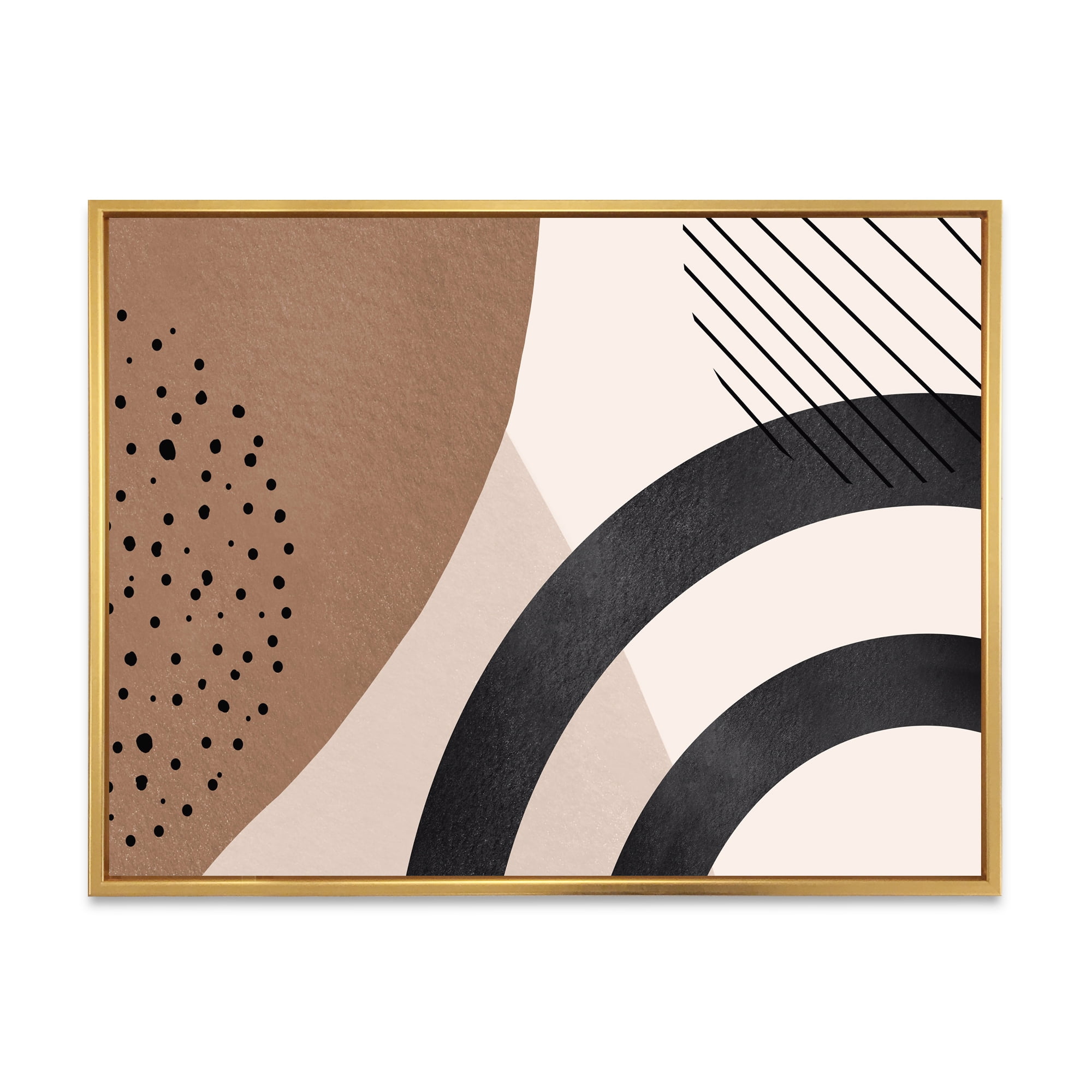 Designart 'Abstract Ivory Shapes and Shapes in Terracotta III' Modern Framed Canvas Wall Art Print