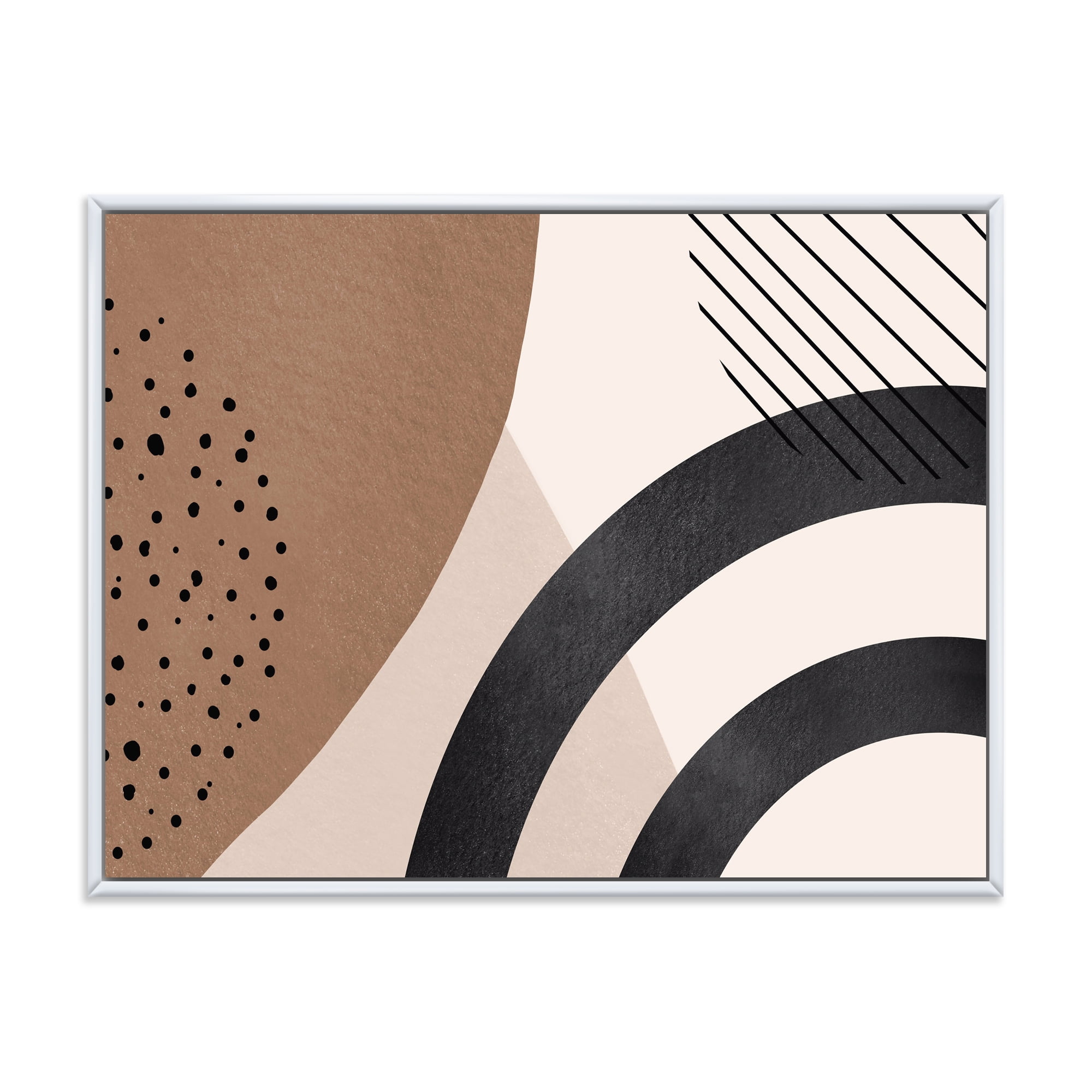 Designart 'Abstract Ivory Shapes and Shapes in Terracotta III' Modern Framed Canvas Wall Art Print