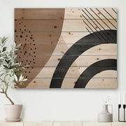 Designart 'Abstract Ivory Shapes and Shapes in Terracotta III' Modern Print on Natural Pine Wood