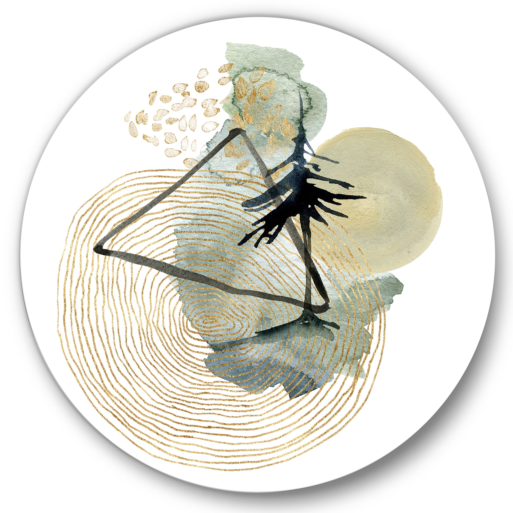 Designart 'Abstract Landscape Of Mountains Tree and Moon' Mid-Century Modern Circle Metal Wall Art 11x11 - Disc of 11