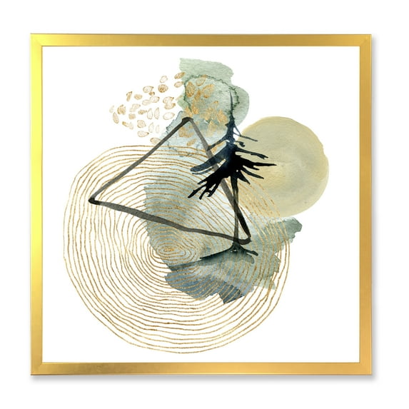 Designart 'Abstract Landscape Of Mountains Tree and Moon' Mid-Century Modern Framed Art Print