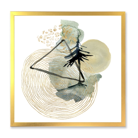 Designart 'Abstract Landscape Of Mountains Tree and Moon' Mid-Century Modern Framed Art Print