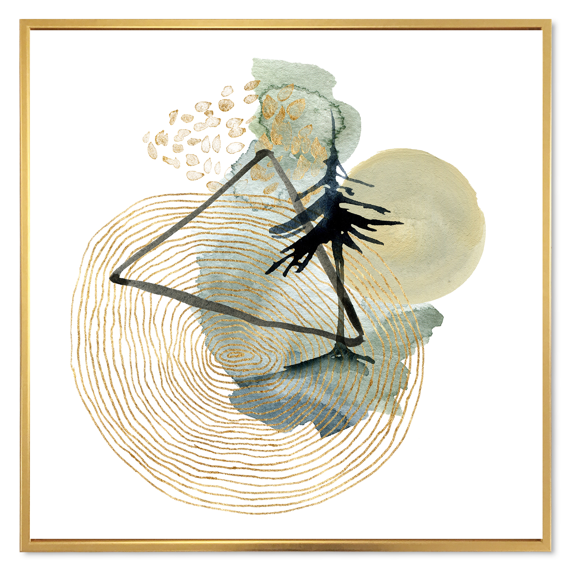 Designart 'Abstract Landscape Of Mountains Tree and Moon' Mid-Century Modern Framed Canvas Wall Art Print