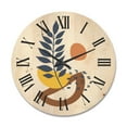 thumbnail image 1 of Designart 'Abstract Leaves With Elementary Shapes' Modern Wood Wall Clock, 1 of 5
