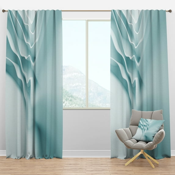 Designart 'Abstract Light Blue Waves II' Modern & Contemporary Blackout Curtain Panel