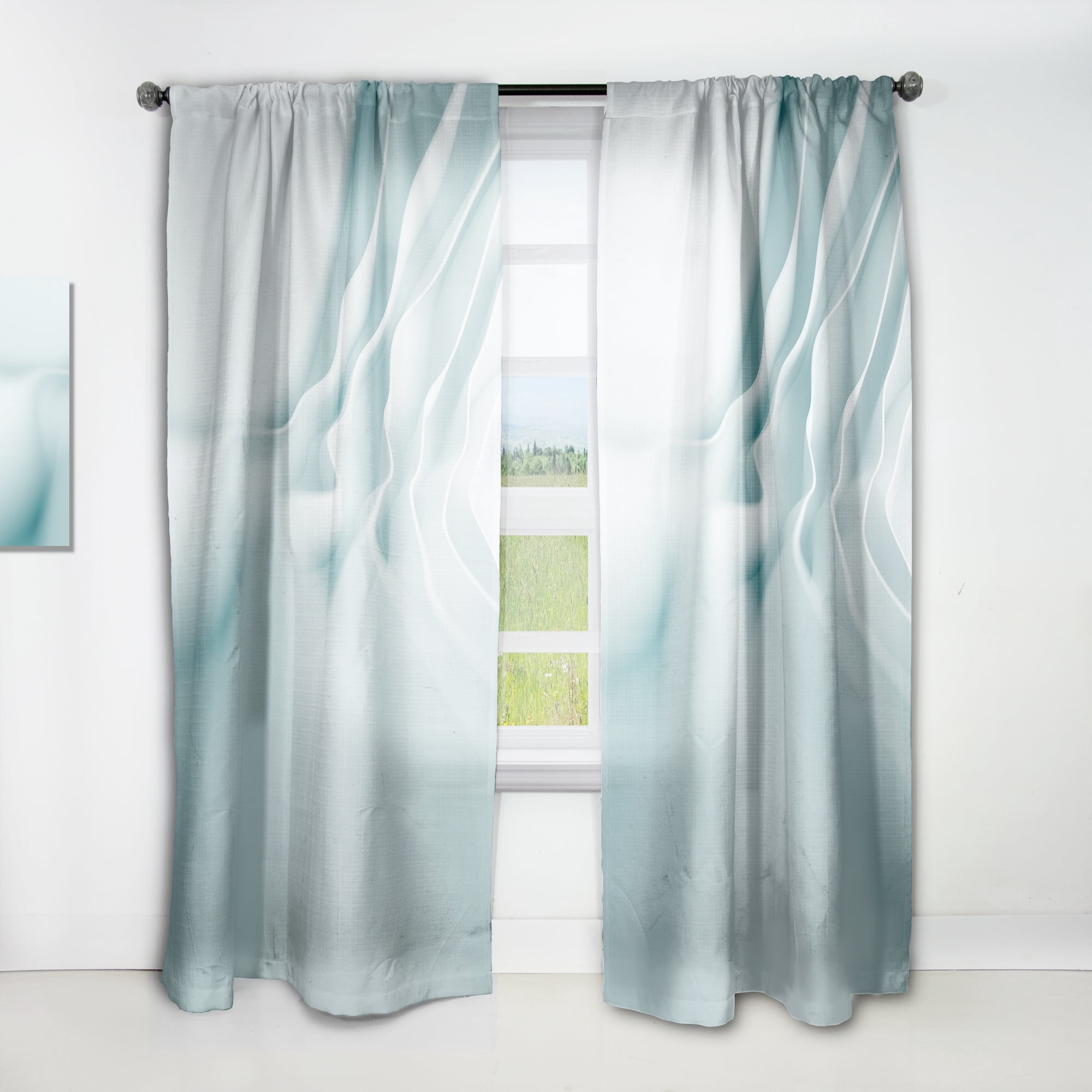 Designart 'Abstract Light Blue Waves II' Modern & Contemporary Curtain Panel