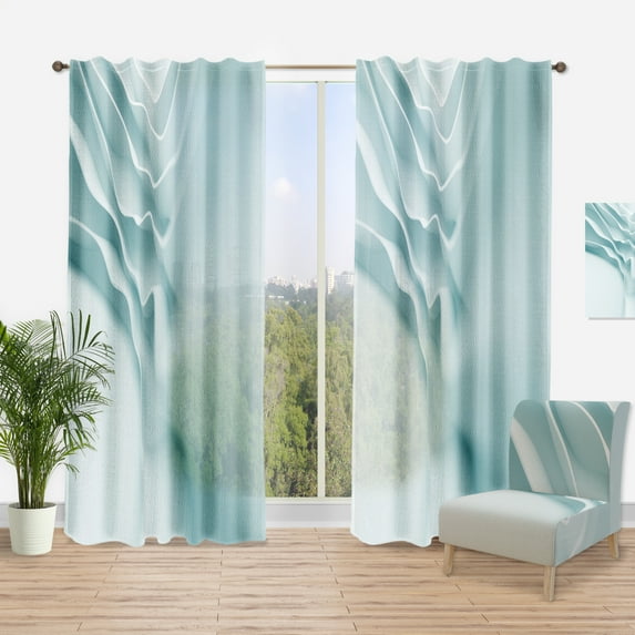 Designart 'Abstract Light Blue Waves II' Modern & Contemporary Curtain Panel