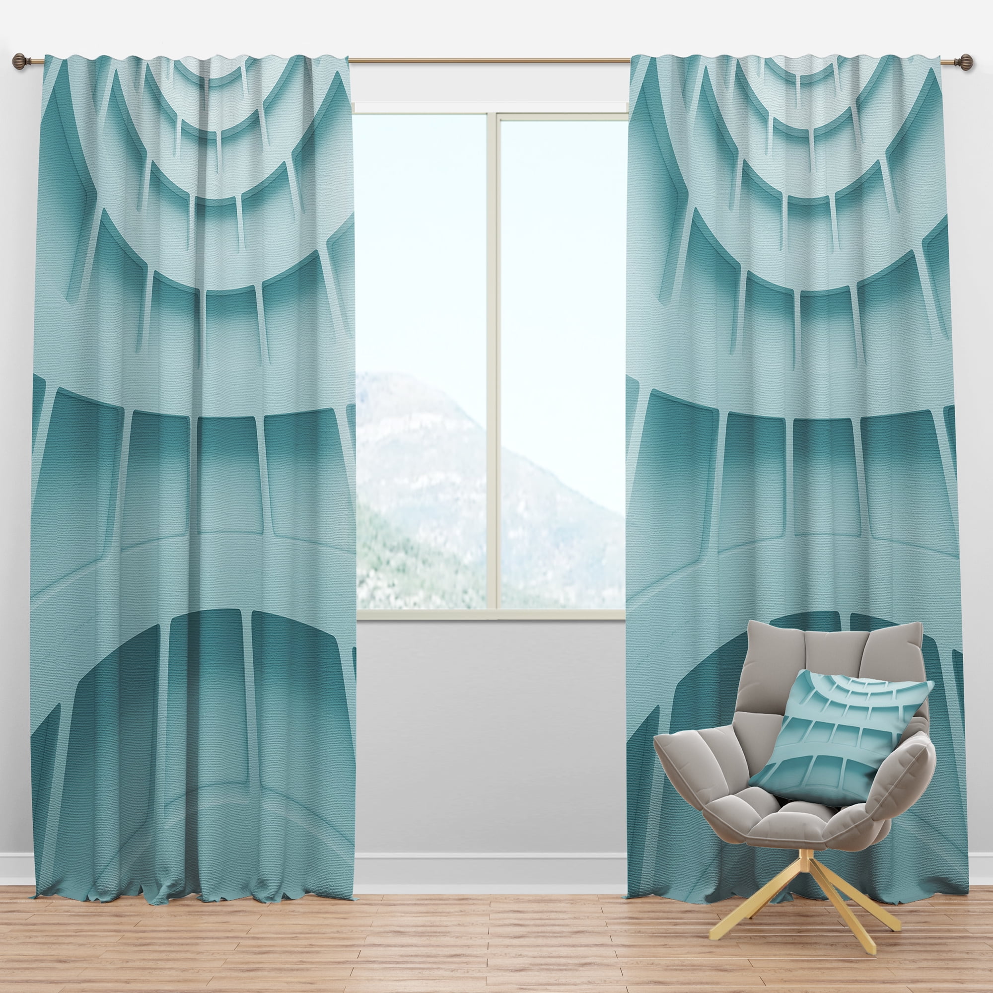 Designart 'Abstract Light Blue Waves IV' Modern & Contemporary Blackout Curtain Panel