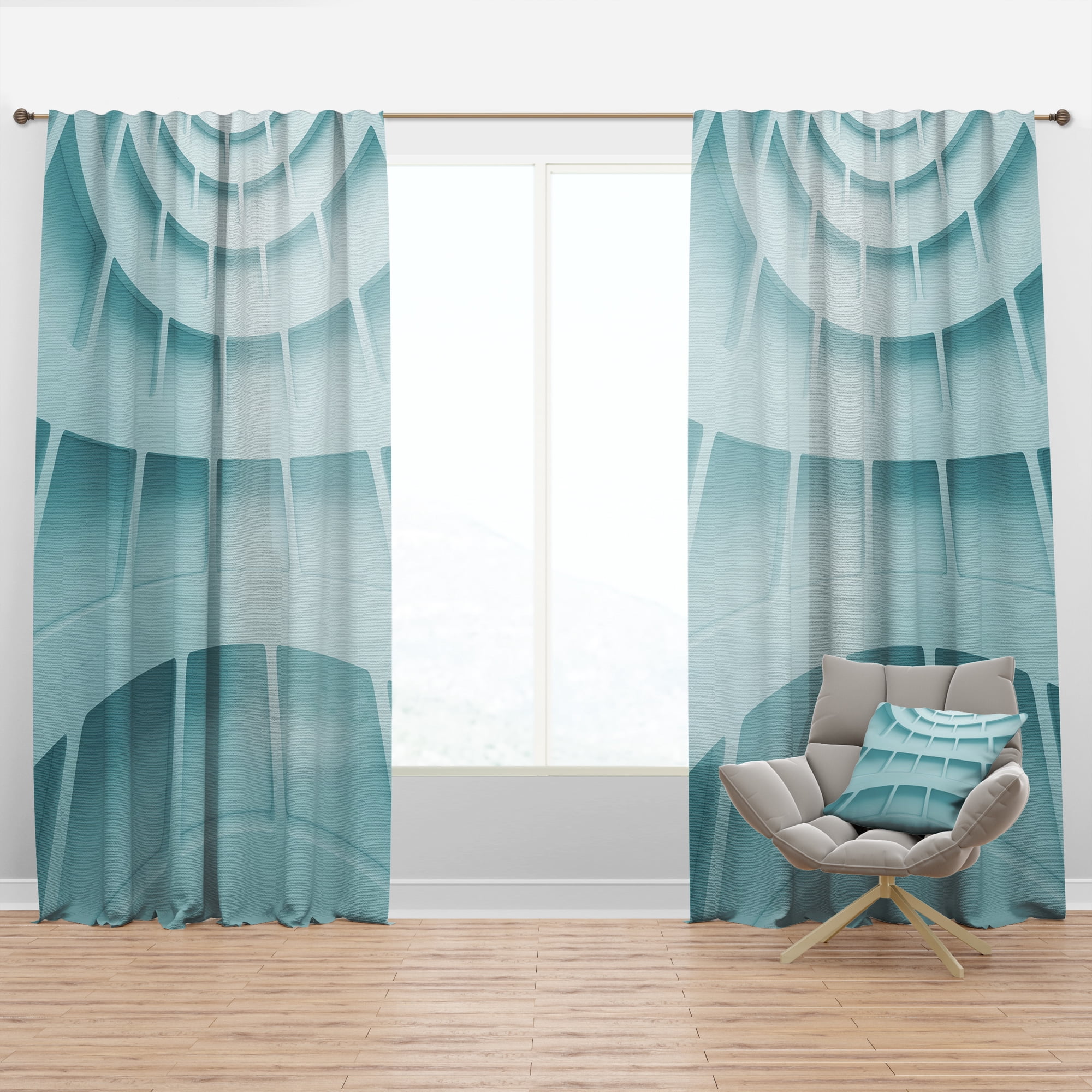 Designart 'Abstract Light Blue Waves IV' Modern & Contemporary Curtain Panel