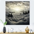 thumbnail image 1 of Designart "Abstract Line Mountain Landscape in Black and White III" Food & Beverage Wall Art - Traditional White Fruits Entryway Wall Art Print, 1 of 6