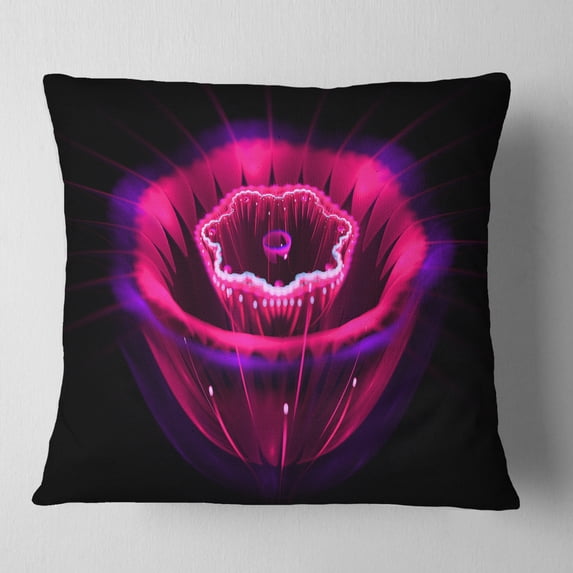 Designart Abstract Magenta Fractal Flower - Floral Throw Pillow - 18x18