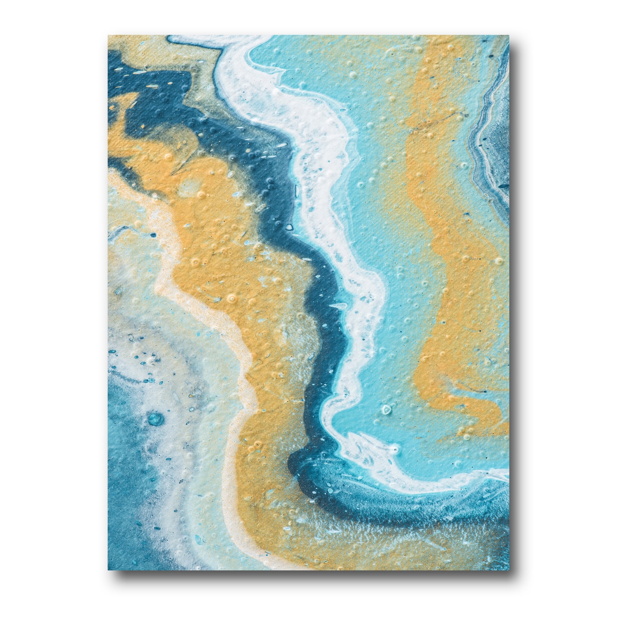 Designart ' Abstract Marble Composition In Blue and Yellow III ' Modern Canvas Wall Art Print