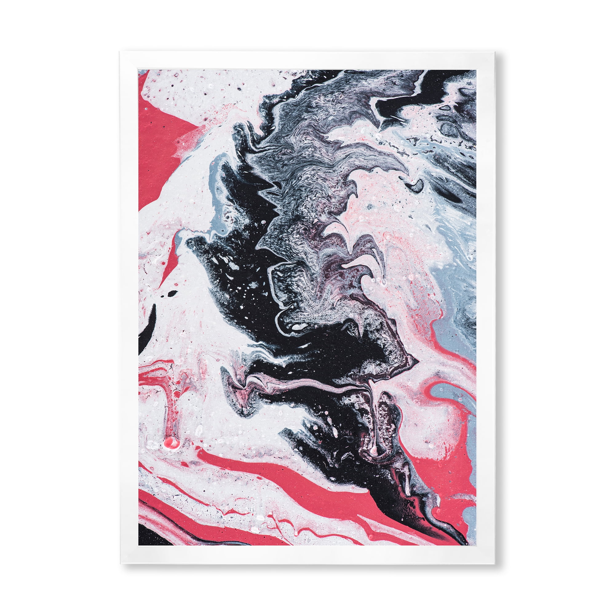 Designart 'Abstract Marble Composition In Gray and Pink I' Modern Framed Art Print