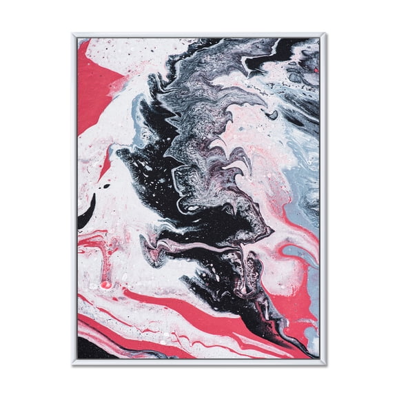 Designart 'Abstract Marble Composition In Gray and Pink I' Modern Framed Canvas Wall Art Print